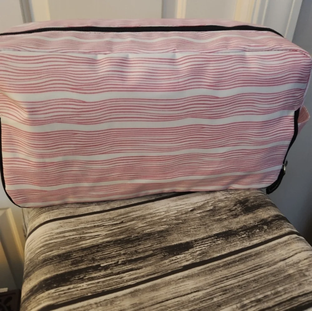 Scout Pink and White Striped Cosmetic Bag